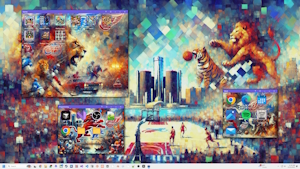 Detroit Lions, Tigers, Red Wings and Pistons AI Generated TaskScapes and Wallpapers